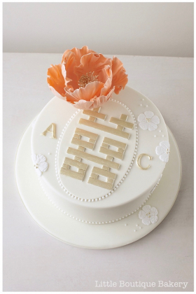 Peony Symbol Wedding Cake
