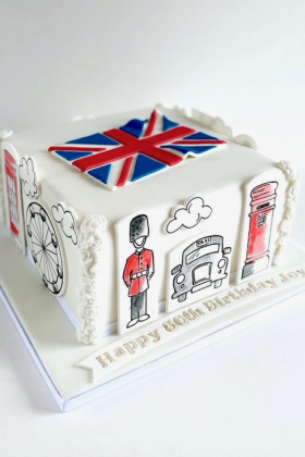 London Theme Hand Painted Cake