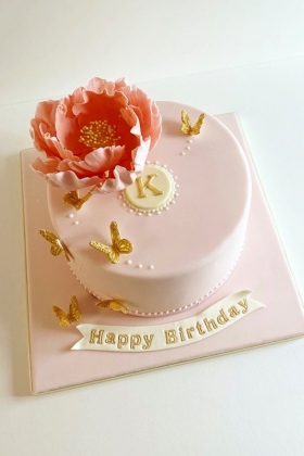 Peony & Butterfly Cake