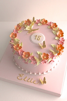 Blossom & Butterfly Birthday Cake