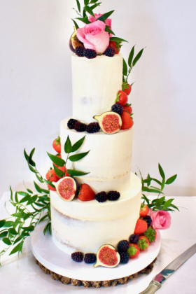 Fruit and Foliage Buttercream Wedding Cake