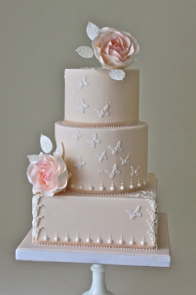 Butterfly Rose Wedding Cake