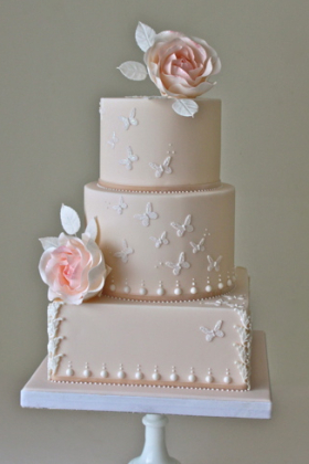 Butterfly Rose Wedding Cake