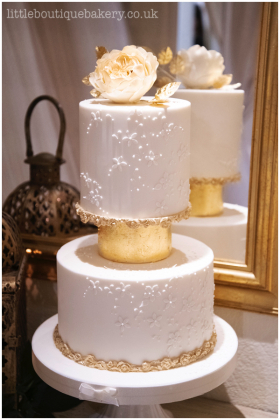 Gold Leaf Ivory Wedding Cake