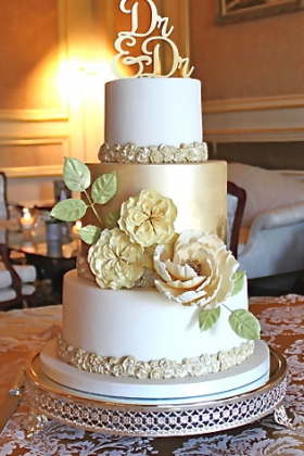 Gold Floral Wedding Cake