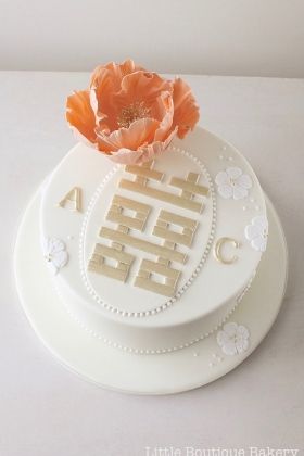 Peony Symbol Wedding Cake