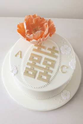 Peony Symbol Wedding Cake