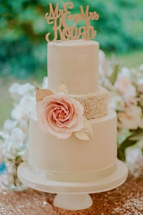 Pearl Rose Lustre Wedding Cake