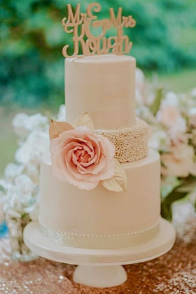 Pearl Rose Lustre Wedding Cake