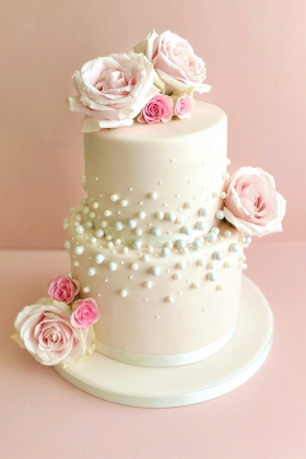 Pink Pearl Wedding Cake