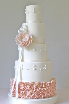 Peony  & Pearls Wedding Cake