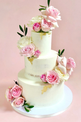 Rose Abundance Buttercream Wedding Cake
