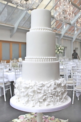 Pearl Ruffles Wedding Cake