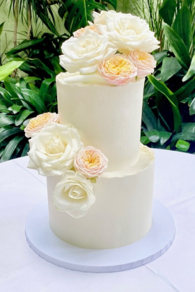 White Buttercream Wedding Cake