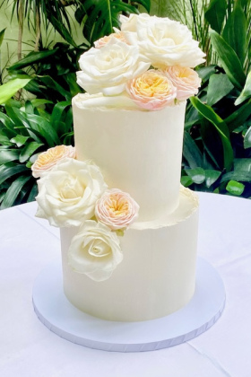 White Buttercream Wedding Cake