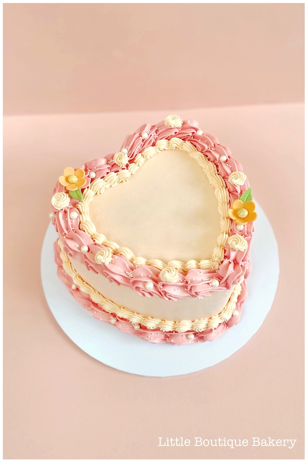 Vintage Buttercream Heart Cake