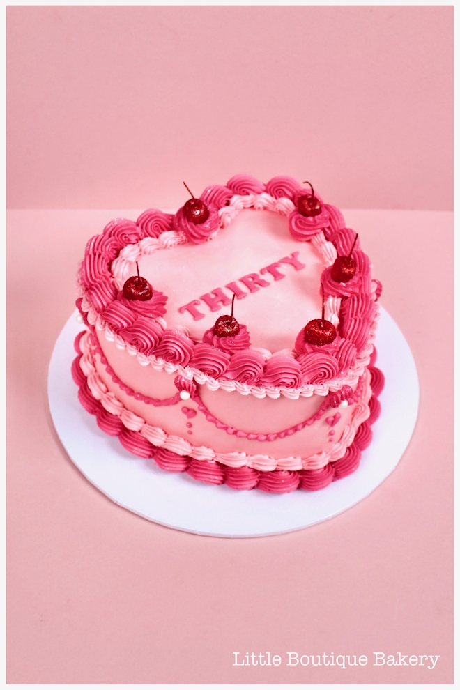 Vintage Heart Cake ~ Bespoke Glitter Cherry