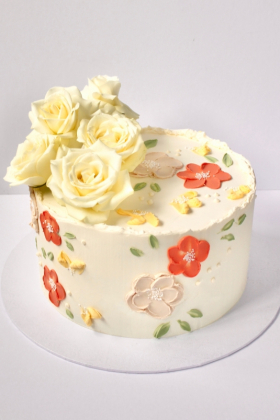 Floral Palette Painted Cake ~ large 10"