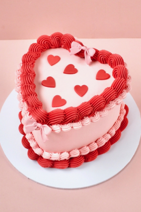 Vintage Heart Cake ~ Love Hearts