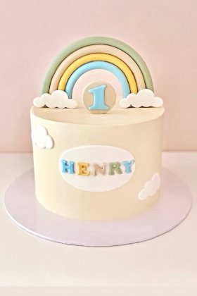 Neutral Buttercream Rainbow Cake