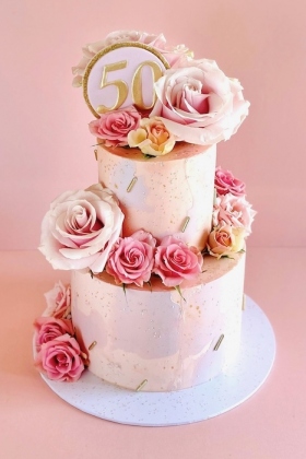 Pink Rose Marbled Cake