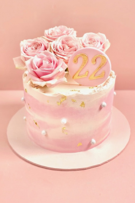 Roses, Pearls & Gold Cake ~ Pinks