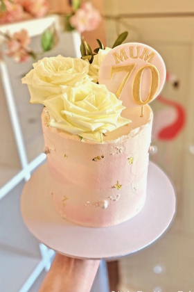 Roses Pearls & Gold Cake ~ 6"