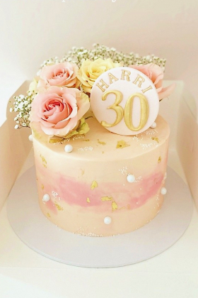 Roses, Pearls & Gold Cake ~ 8"