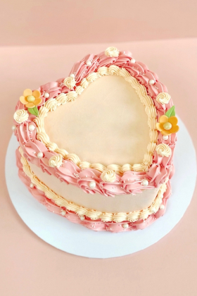 Vintage Buttercream Heart Cake