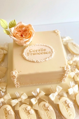 Garden Rose Christening Cake & Biscuits