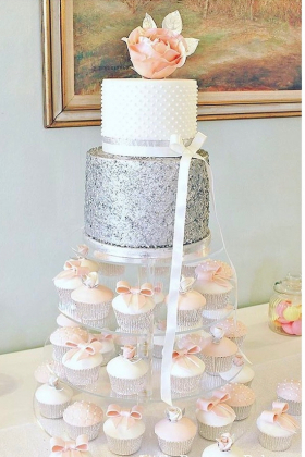 Silver Blush Cake Tower