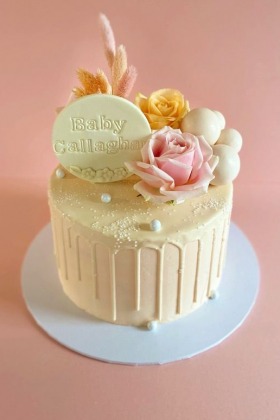 Blush Drip Floral Cake
