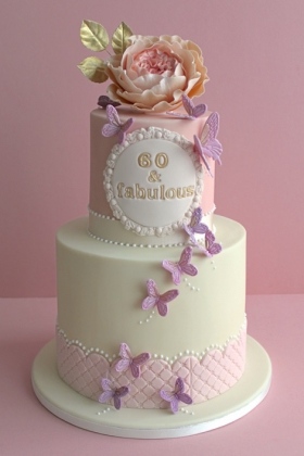 Rose Butterfly Birthday Cake