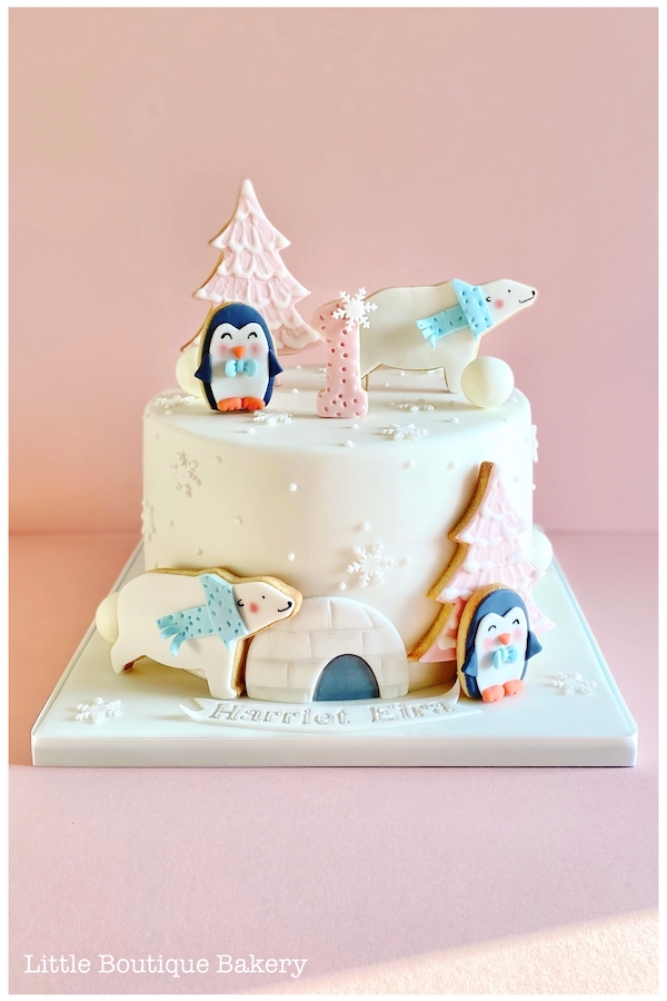 Winter Animal Fondant Cake Topper Kit, Penguin, Polar Bear, Baby