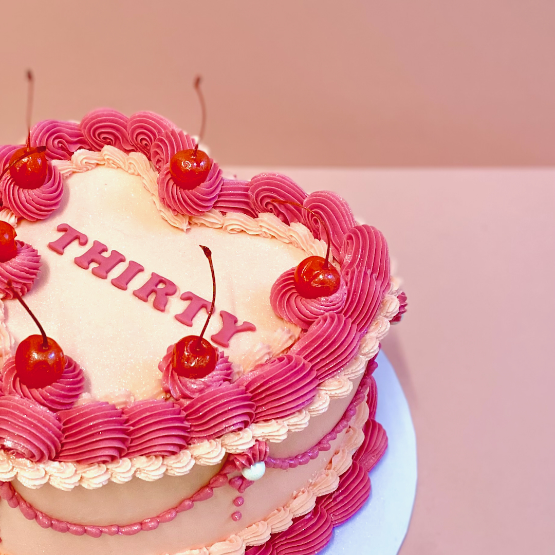 Cherries Vintage Heart Cake