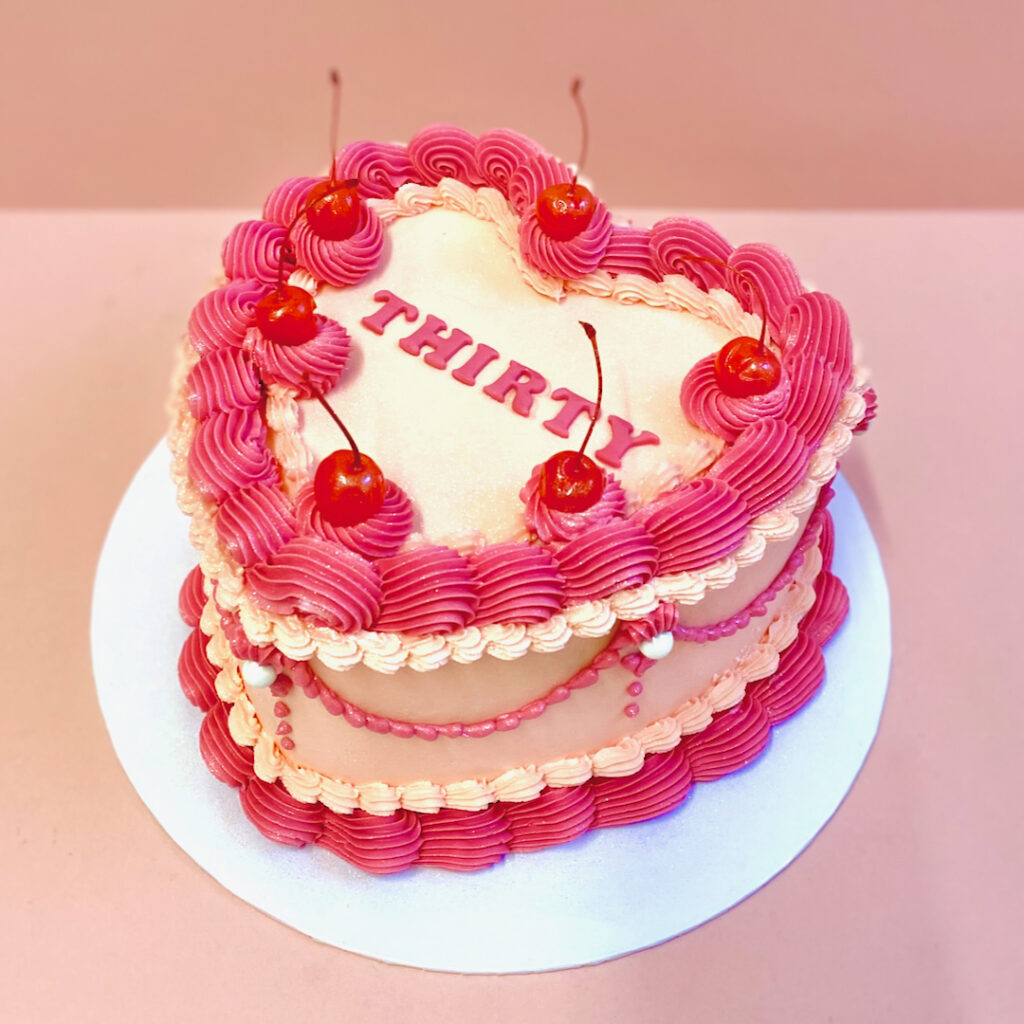 Cherries vintage Heart Cake